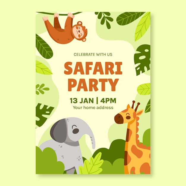 Modello del manifesto del partito di safari