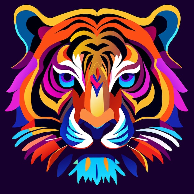 Safari Splendor Tiger Face in Vibrant Colors
