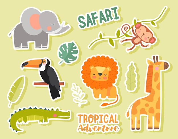 Vector safari sticker set