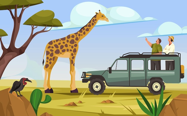 Vector safari tour or jeep safari vector banner