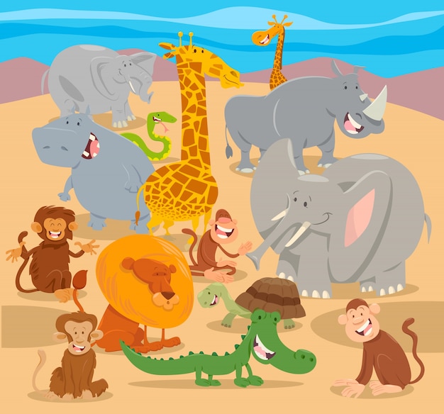 safari wild animal characters cartoon
