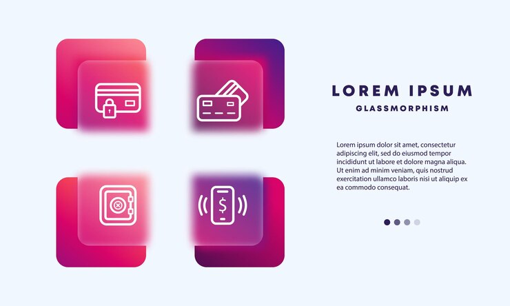 Vector safe banking set icon bank card protected bank account password pin internet banking safe money finance concept glassmorphism style vector line icon for business and advertising