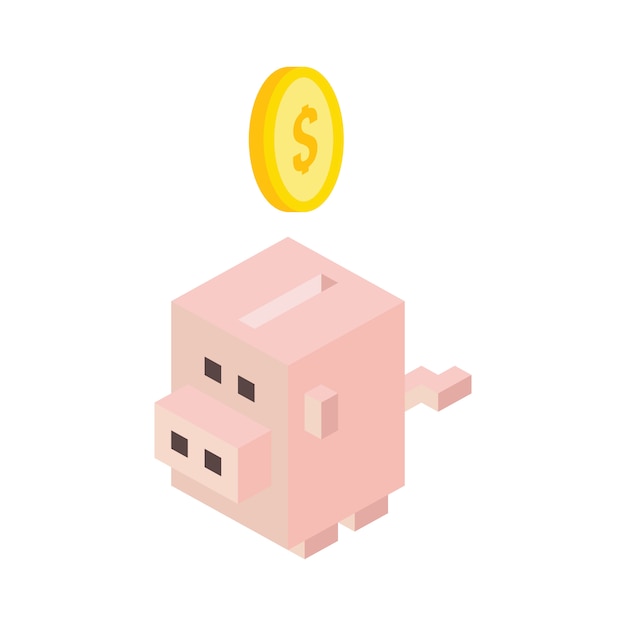 Safe box pig isometric icon - vetorial