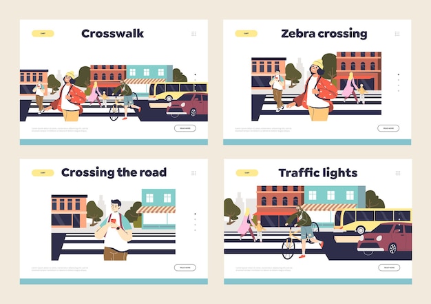 Safe crossing of road and pedestrian safety concept