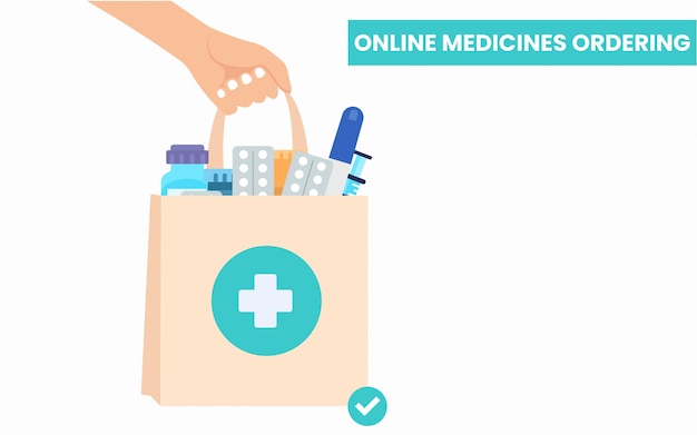 Безопасная доставка лекарств онлайн концепция медицинских услуг