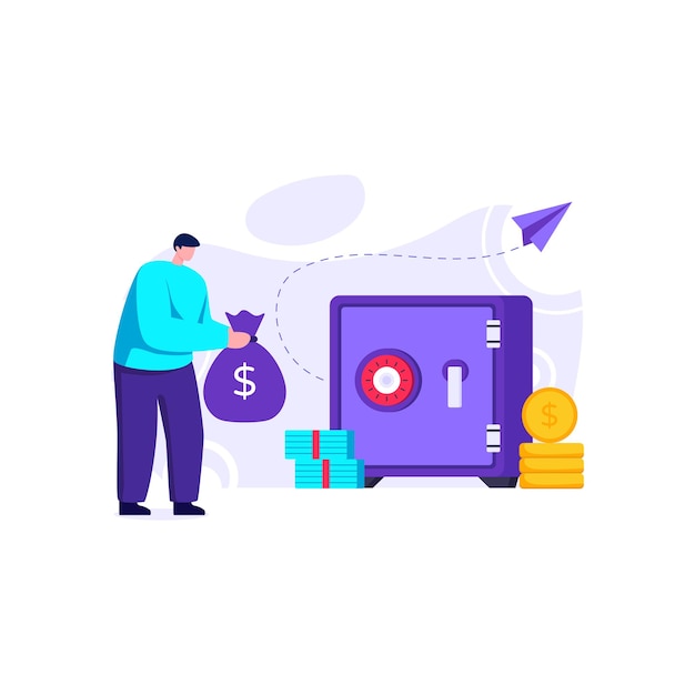 Safe deposit flat design editable illustration