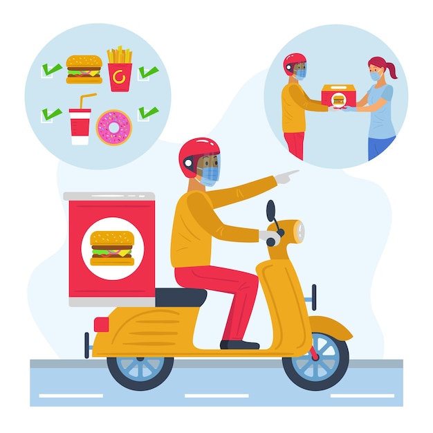 Vector safe food delivery concept