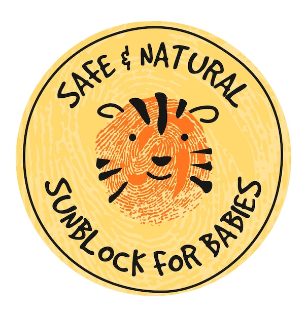 Vector safe and natural sunblock for babies badge label