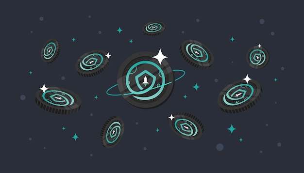 SafeMoon SFM coins falling from the sky USDT cryptocurrency concept banner background