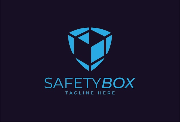브랜드 및 회사 로고 벡터 일러스트레이션에 사용할 수 있는 내부 상자가 있는 안전 상자 로고 방패