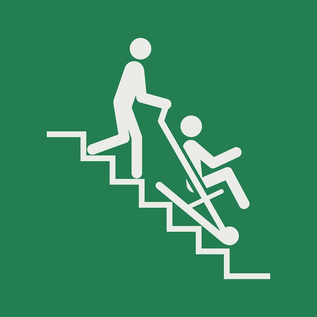 Vector safety condition sign pictogram evacuation chair iso 7010 e060