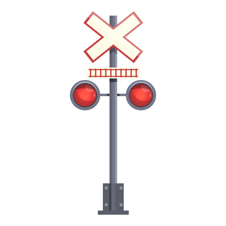 Vector safety crossing rail icon cartoon vector open signal railway road