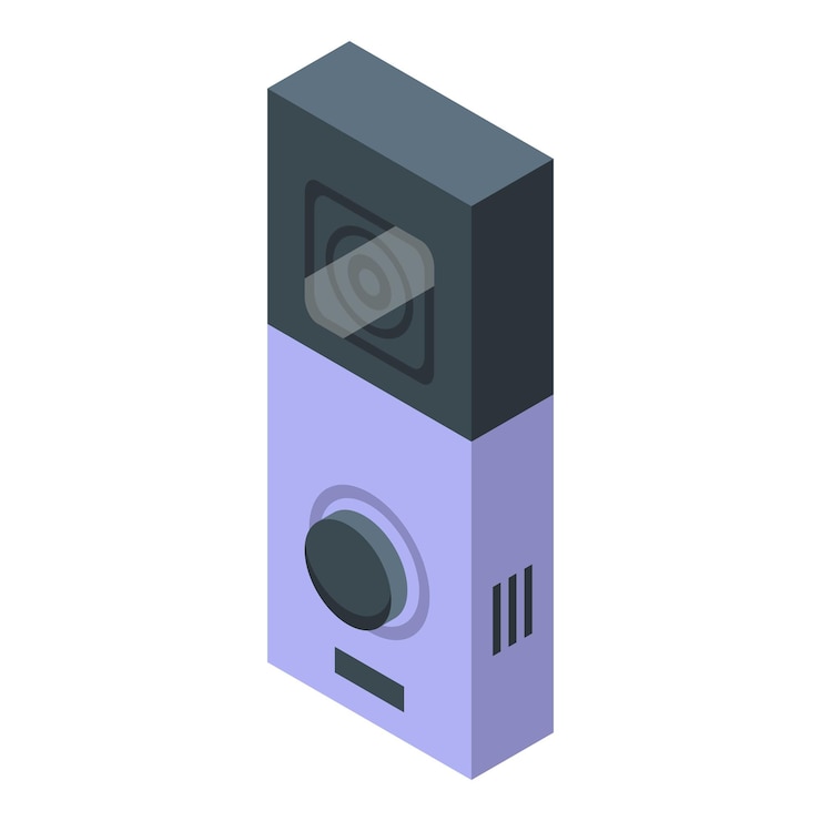 Vector safety door bell icon isometric vector structure control