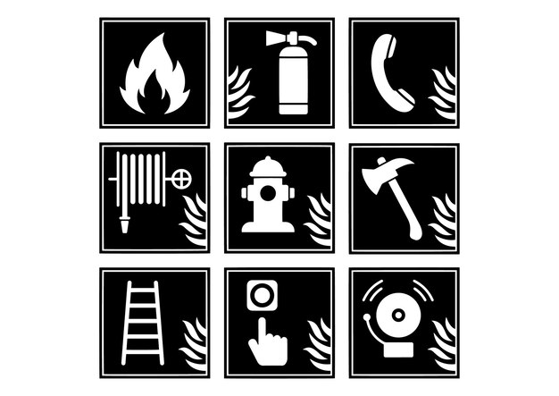 Vector safety fire sign vector set. firefighting icons stock illustration