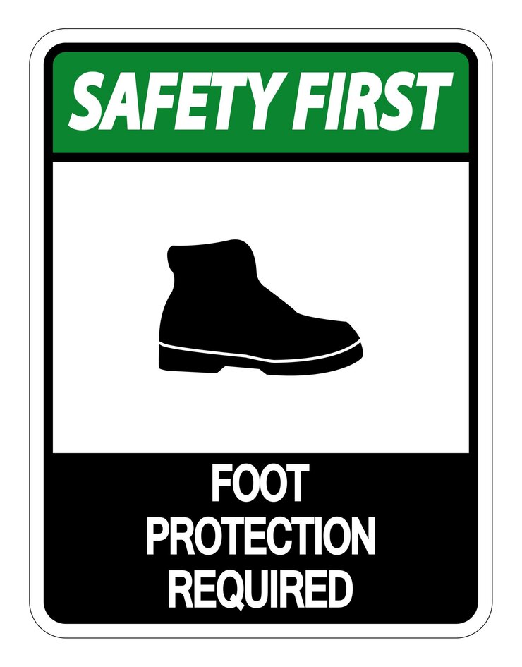 Safety first Foot Protection Required Sign on white backgroundvector illustration