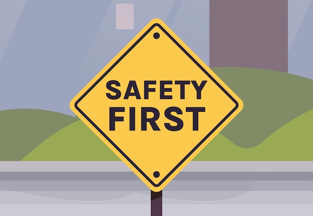 Безопасность первая вывеска и первый знак, работа, безопасность, осторожность, опасности, наблюдение за опасностью.