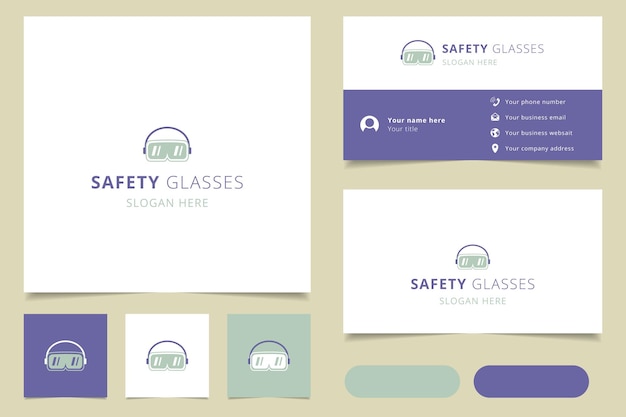 Safety glasses logo design with editable slogan branding