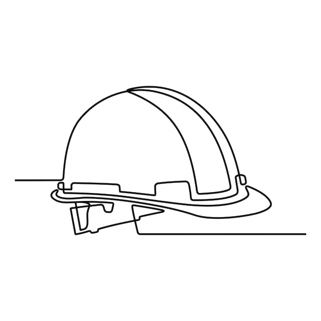 Vector safety helmet continuous line concept hand drawn one line logo design vector illustration