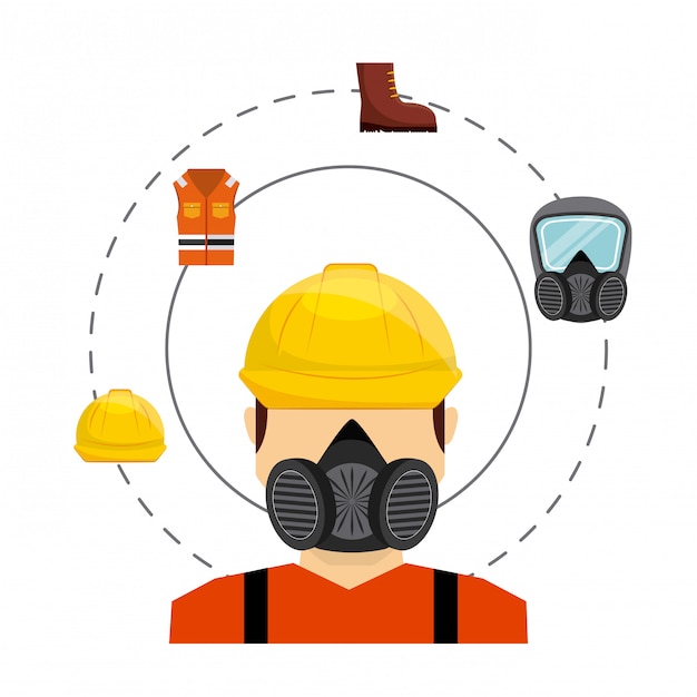 Vector safety industry equipment flat icons