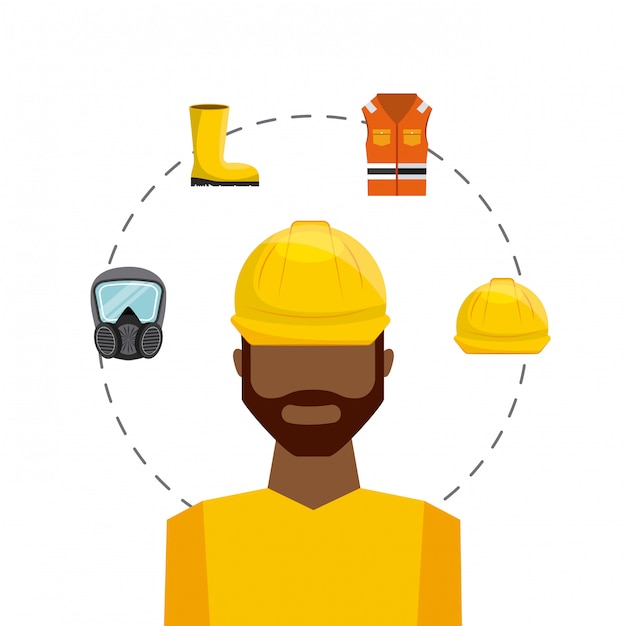 Safety industry equipment flat icons