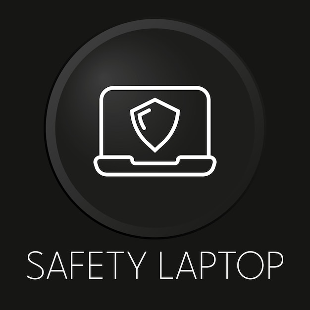 Safety laptop minimal vector line icon on 3D button isolated on black background Premium VectorxAxA