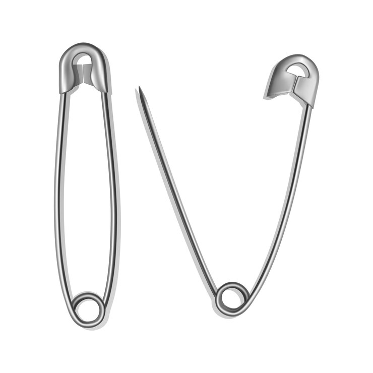 वेक्टर safety pins in different states closed and open closeup