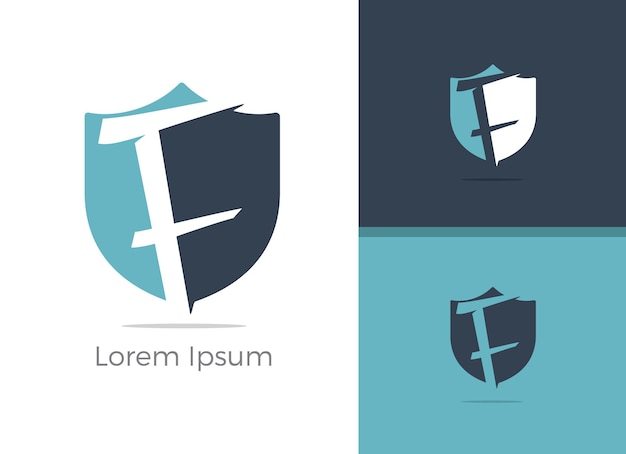 Safety and Security letter F logo design, F letter in shield vector icon.