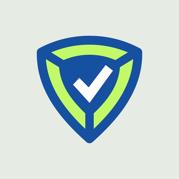 Vector safety shield logo with checkmark sign for safe acces