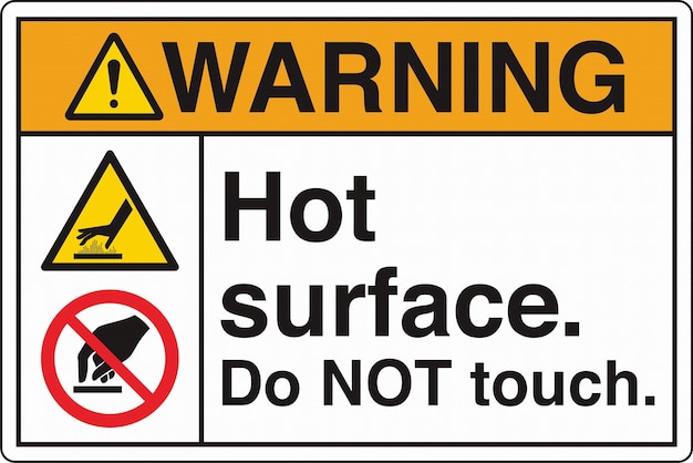 Safety Sign Caution Hot Surface Contact May Cause Burn Do Not Touch Heat Resistant Gloves Required