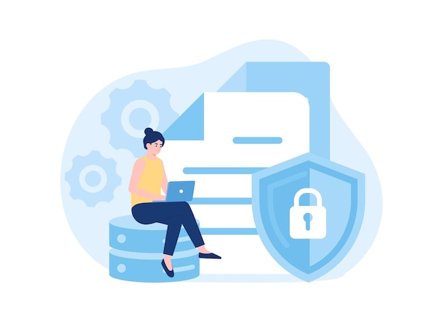 Vettore illustrazione piatta del concetto di tendenza ssl di sicurezza web hosting