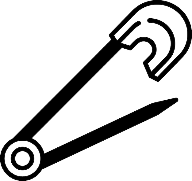 Safty pin glyph en lijnvector illustratie