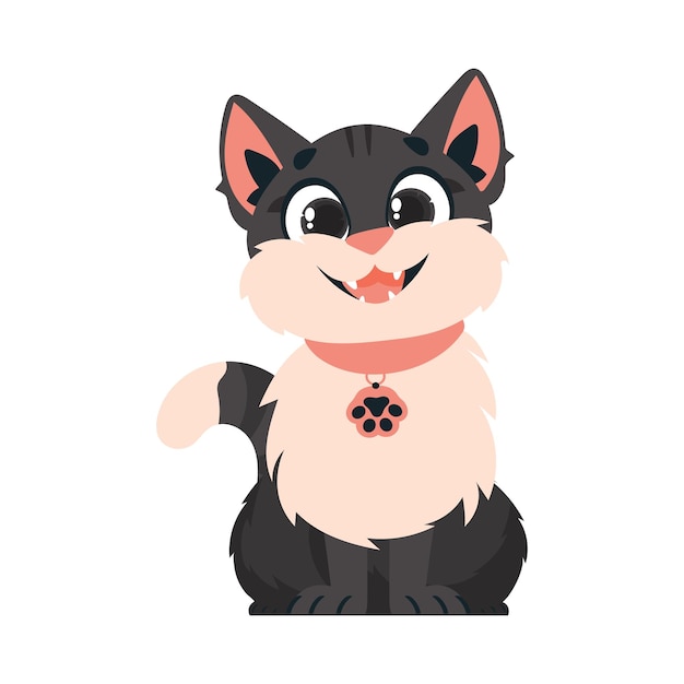 Sagaciouslybeat dim cat Grinning cat Cartoon style Vector Illustration