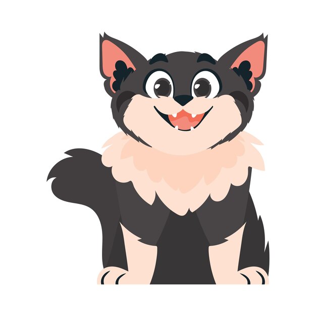 Sagaciouslybeat dim cat Smiling cat Cartoon style Vector Illustration