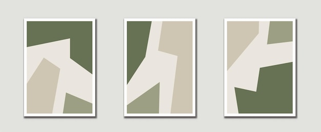 Vector sage green mid century modern art prints met organische natuurlijke vorm