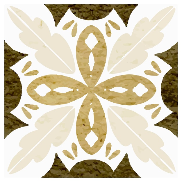 Vector sage green moroccan tile geometric design in watercolor style