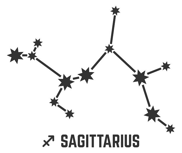 ベクトル 射手座スター星座星座白い背景で隔離の難解なシンボル