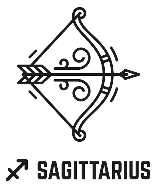 Sagittarius symbol Zodiac line icon Astrology sign