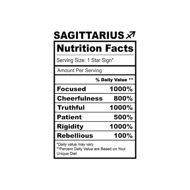 Vector sagittarius zodiac nutrition facts svg bundle zodiac sign silhouette