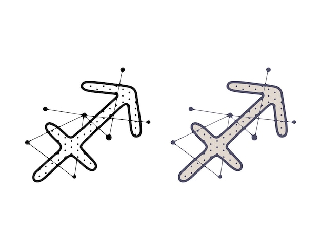 Segno zodiacale sagittario illustrazione vettoriale in stile disegnato a mano isolato su priorità bassa bianca