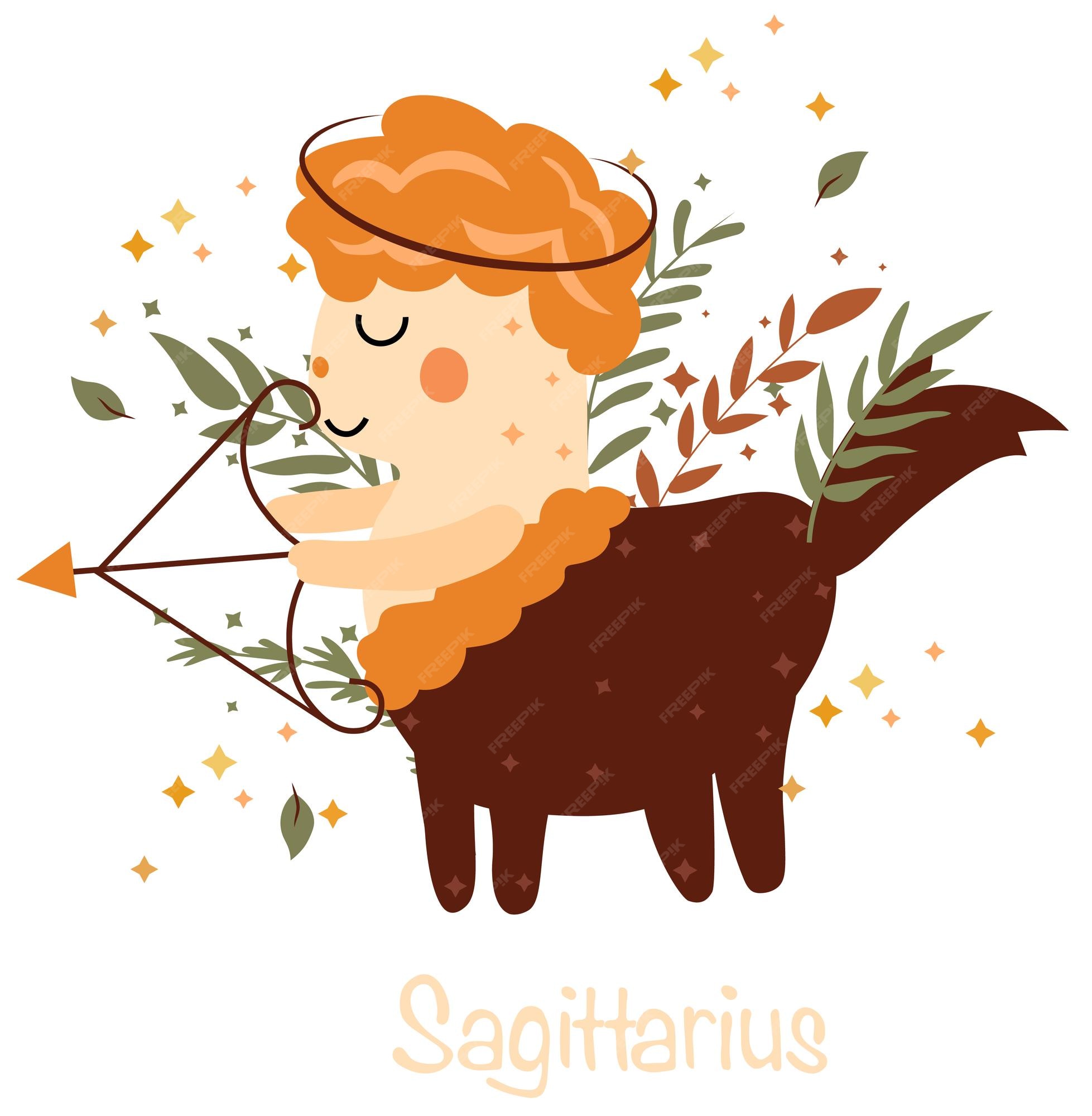 Premium Vector | Sagittarius zodiac sign with colorful leaves and stars sagittarius Premium Vector | Sagittarius zodiac sign with colorful leaves and stars sagittarius