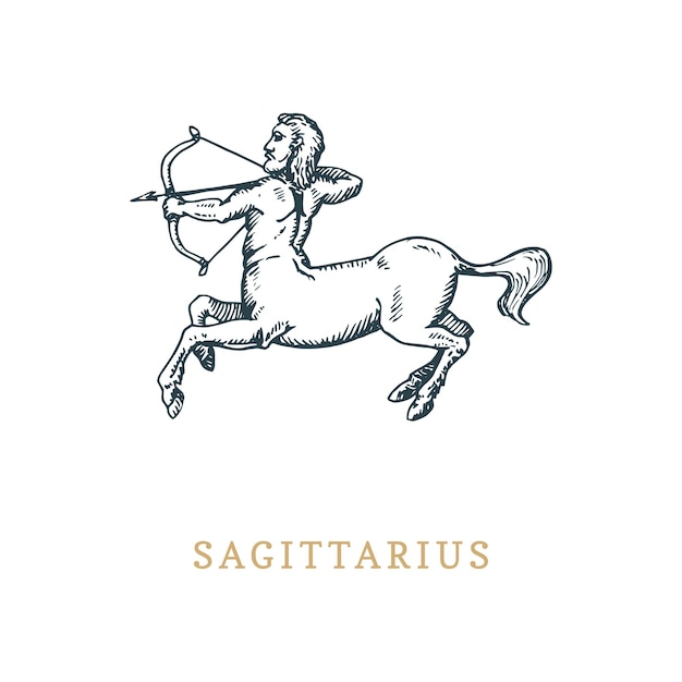 Sagittarius zodiac symbolhand drawn in engraving style vector graphic retro illustration of astrological sign centaur