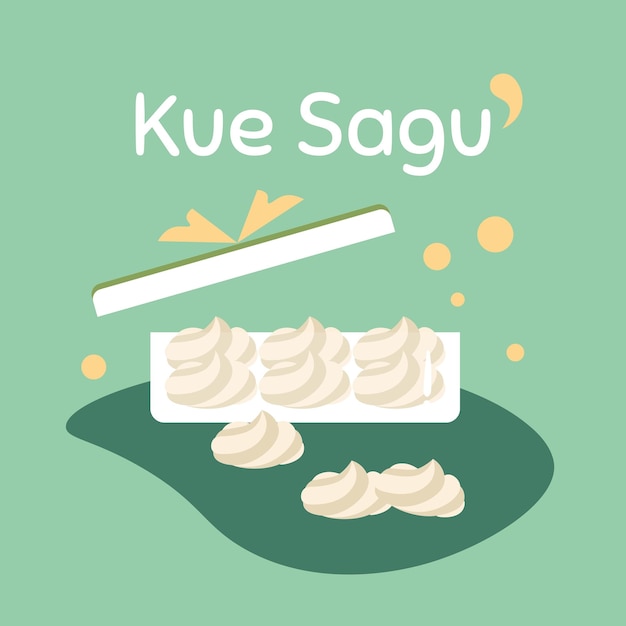 Sago Cookie Kue Sagu illustratie vlakke stijl in rechthoekige pot