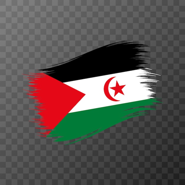 Sahrawi 아랍 민주 공화국 국기 그런 지 브러쉬 스트로크 투명 배경에 벡터 일러스트 레이 션