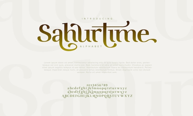 Vector sahur time premium luxury romadhon alphabet letters and numbers elegant wedding typography islamic r