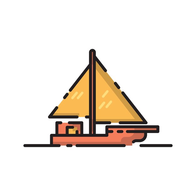 Вектор плоского стиля парусной лодки