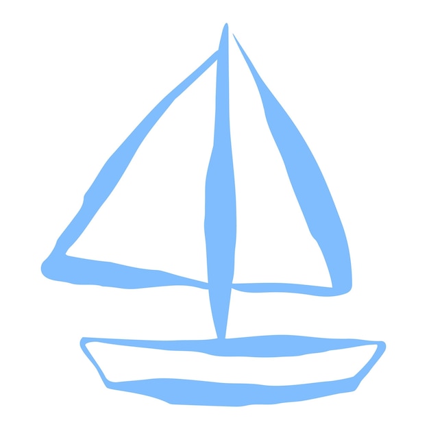 Vector sail boat hand painted with ink brush