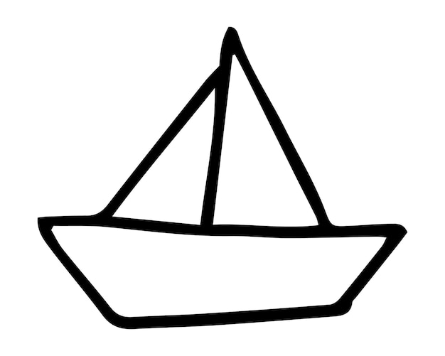 ベクトル インクブレッシュで手で描かれた帆船