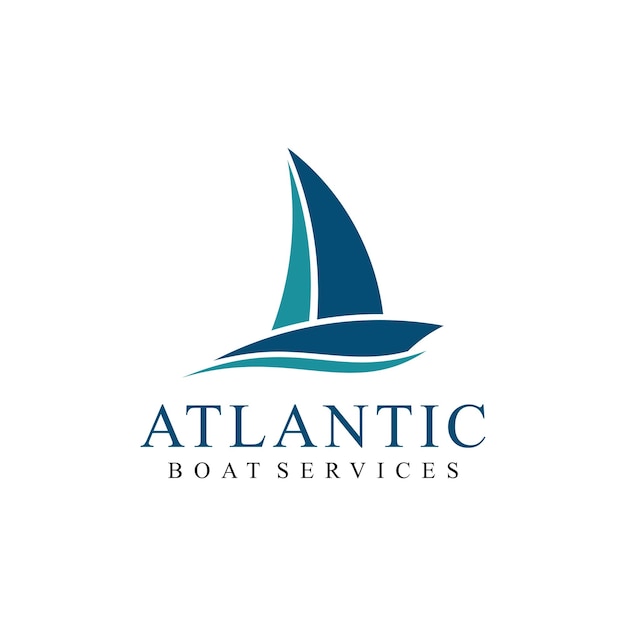 Sail Boat Ship Cruise with waves Logo Design