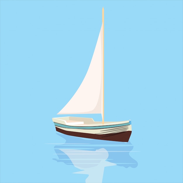 Sailboat, banner, vector illustration, cartoon style, isolated