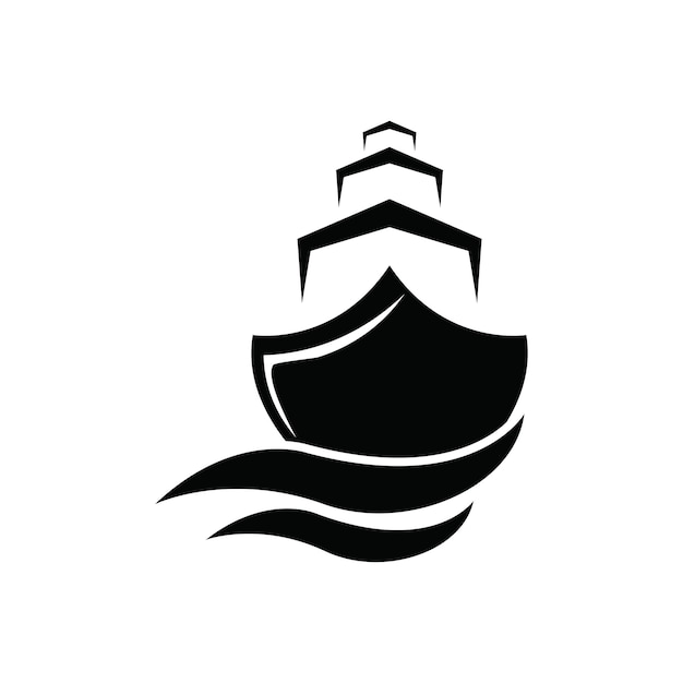 Sailboat boat on sea ocean wave with logo design